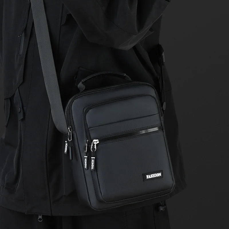 Men's Oxford Shoulder Bag – Multi-Pocket Messenger Handbag