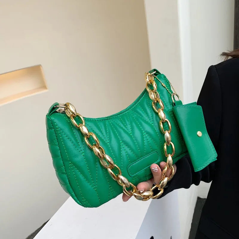 Quilted Ruched Crescent Bag Chain Shoulder Bag Women S Handbag Coin Purse Summer Every Day
