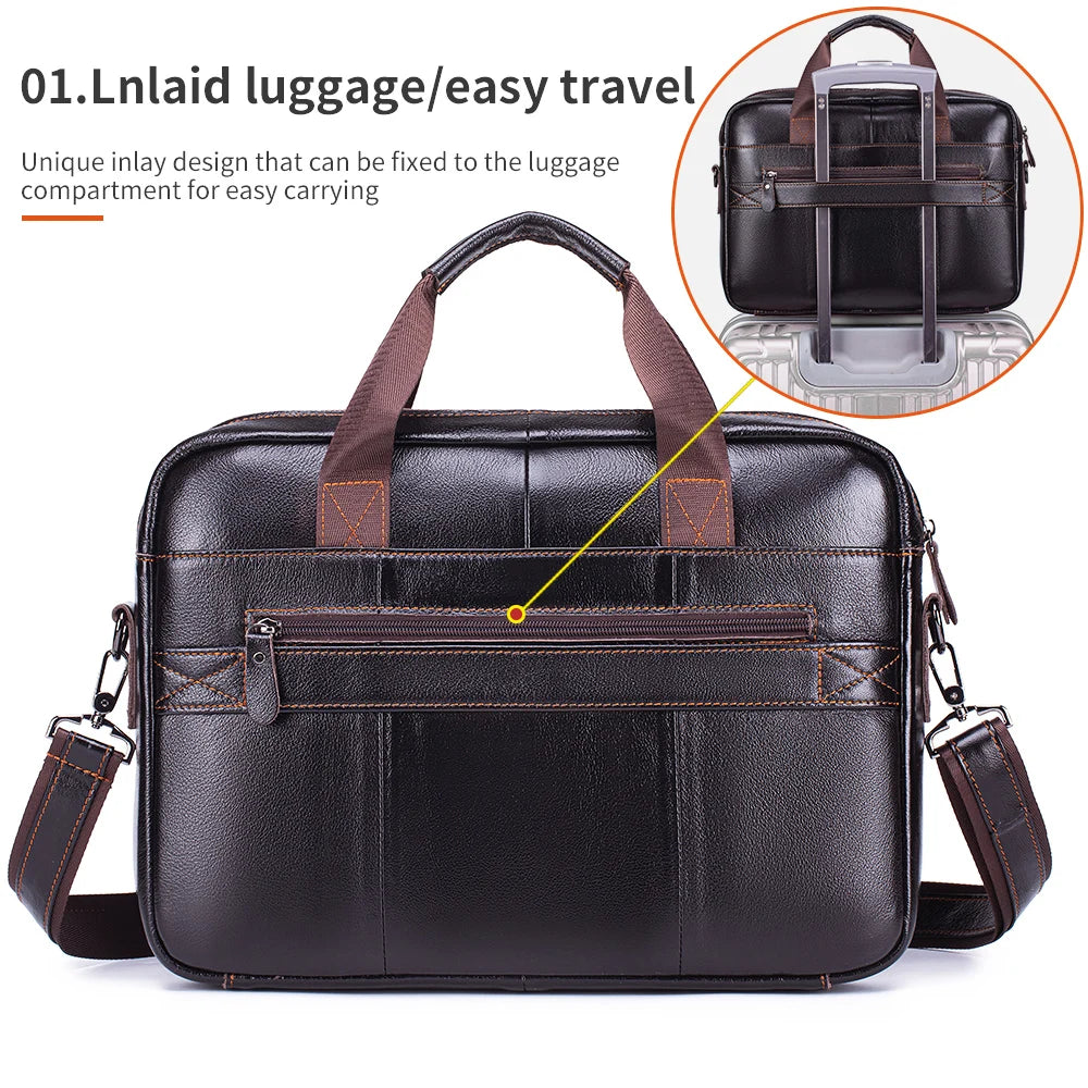 Steel Lion Men's Genuine Leather Briefcase & Laptop Bag