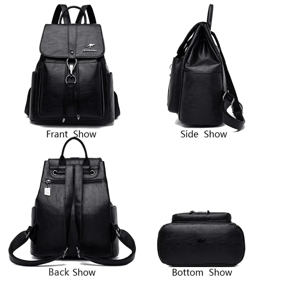 Women's Soft Leather Backpack – Casual School & Travel Bag