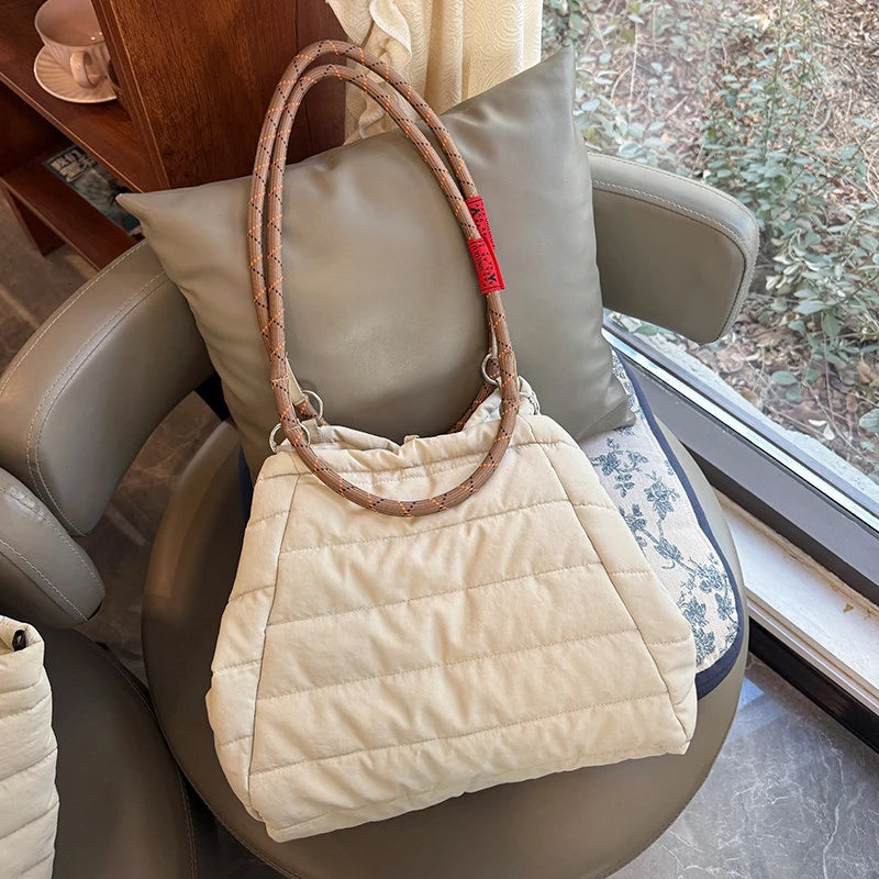 Quilted Puffer Tote Bag for Women – Lightweight Travel Shoulder Bag