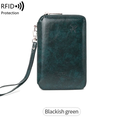 RFID Blocking Travel Passport Wallet – Retro Zip Wristlet