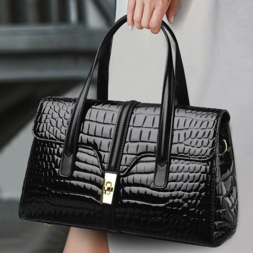 Luxury Tote Handbag for Women – Crocodile Patent Leather