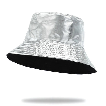 Reversible Faux Leather Bucket Hat for Women – Waterproof PU
