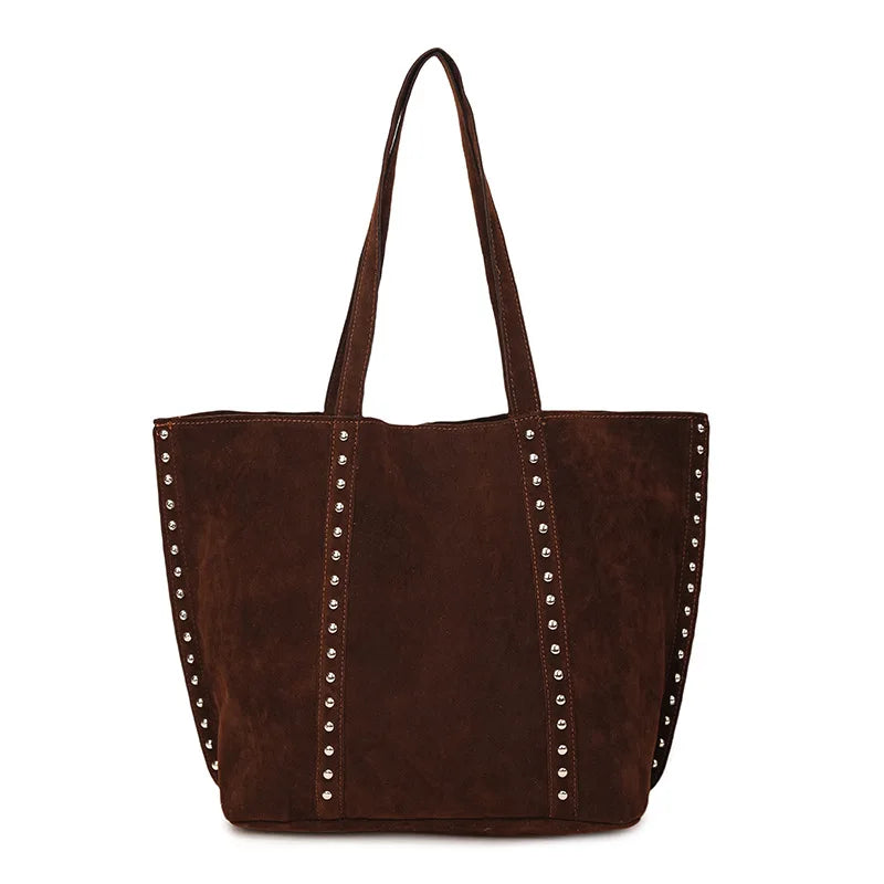 Large Capacity Faux Suede Tote Bag – Women's Shoulder Handbag