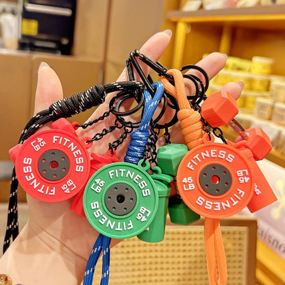 Gym Fitness Keychain Set – Dumbbell, Weight Plate & Shaker Charm