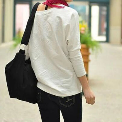 Large Canvas Hobo Shoulder Bag for Women – Letter Print