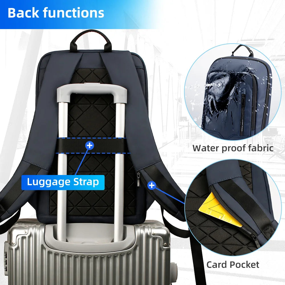 Slim Laptop Backpack for Men – 15.6" Waterproof Business Bag with USB Charging