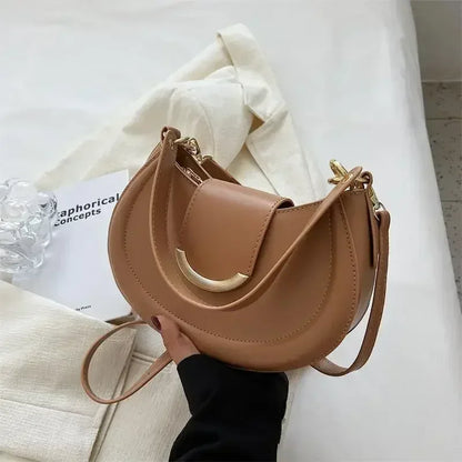 Leather Saddle Shoulder Bag – Designer Underarm Crossbody Purse for Women