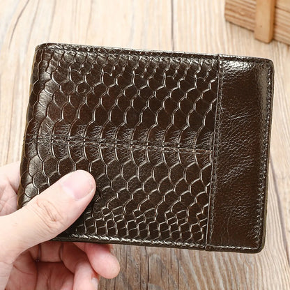 Crocodile Pattern Genuine Leather Bifold Wallet for Men