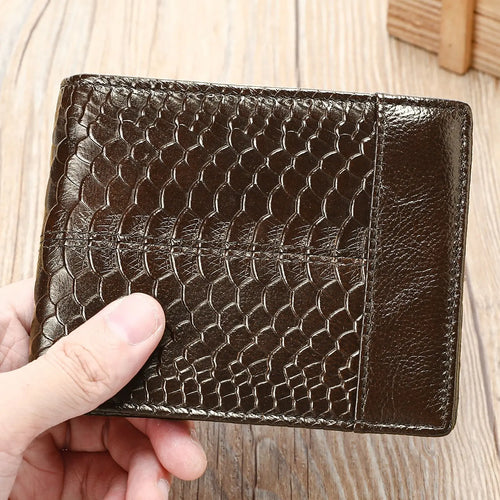 Crocodile Pattern Genuine Leather Bifold Wallet for Men