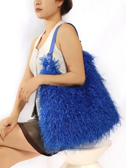 Fluffy Faux Fur Tote Bag – Large Capacity Shoulder Bag for Women
