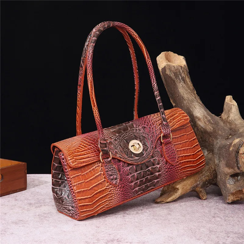 Crocodile Pattern PU Leather Shoulder Handbag for Women