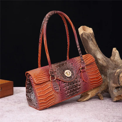 Crocodile Pattern PU Leather Shoulder Handbag for Women