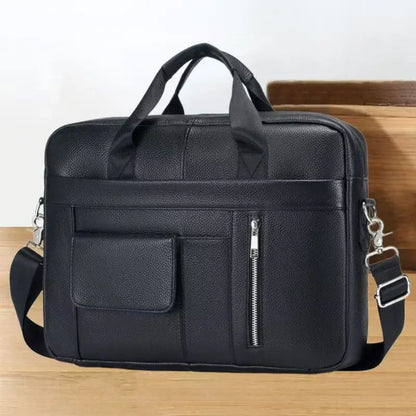 Genuine Leather Men's Briefcase Laptop Messenger Bag