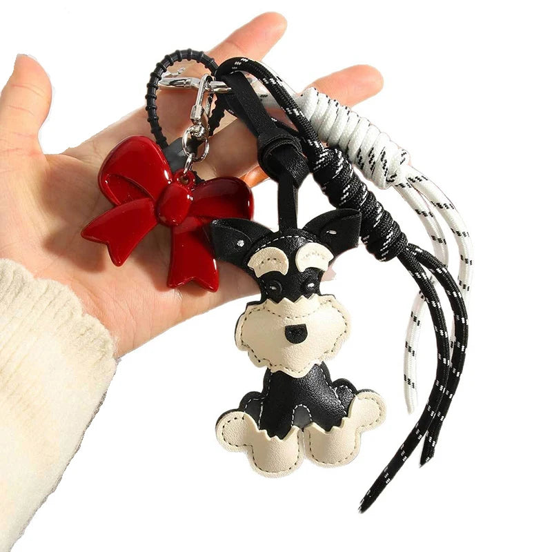 Schnauzer Keychain Bag Charm – Tennis Racket & Rope Tassel