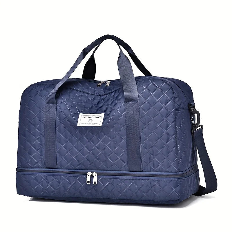 Large Capacity Nylon Travel Duffel Bag with Shoe Compartment