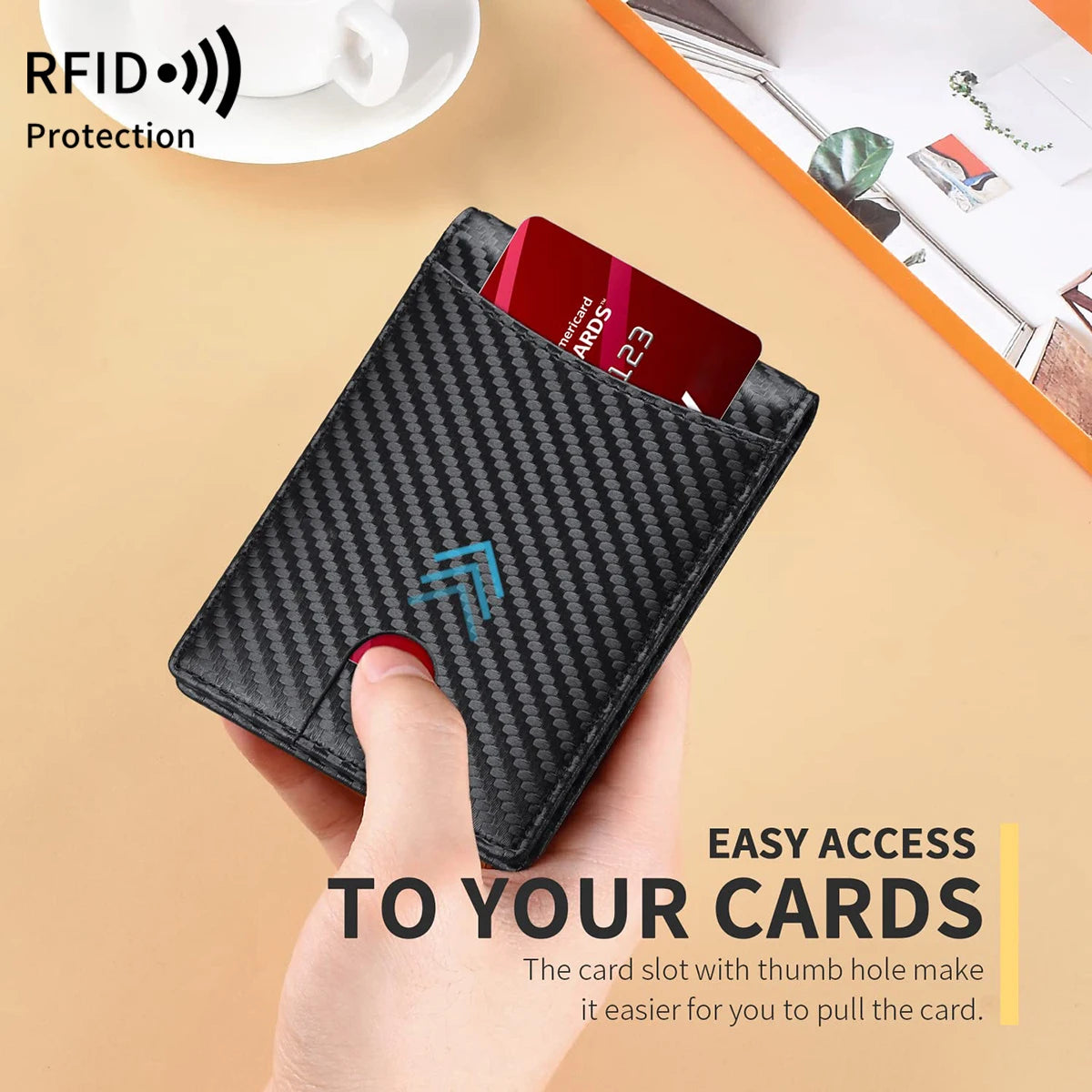 RFID Blocking Slim Bifold Wallet for Men – Minimalist Card Holder