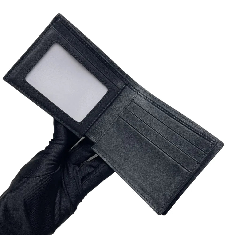 Crocodile Leather Men's Bifold Card Wallet – Black