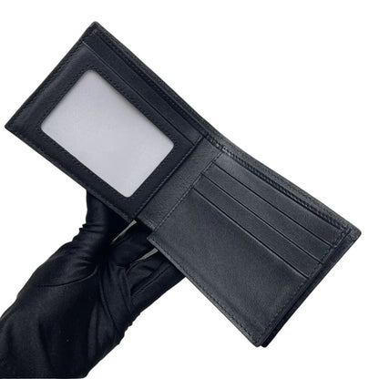 Crocodile Leather Men's Bifold Card Wallet – Black