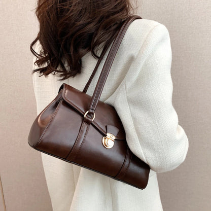 Retro PU Leather Shoulder Bag – Women's Vintage Underarm Tote