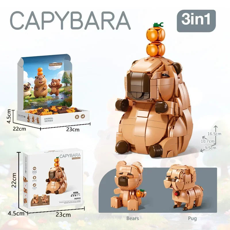3-in-1 Animal Building Blocks Set – DIY Capybara, Panda, Penguin & More