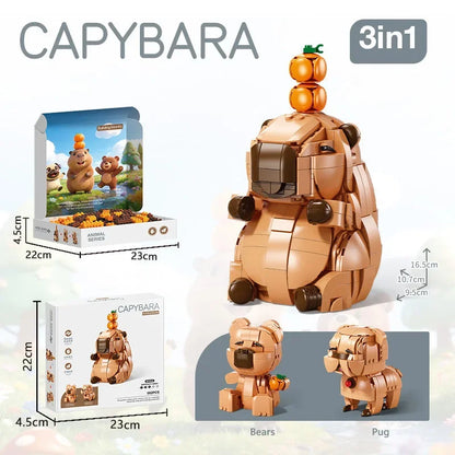 3-in-1 Animal Building Blocks Set – DIY Capybara, Panda, Penguin & More