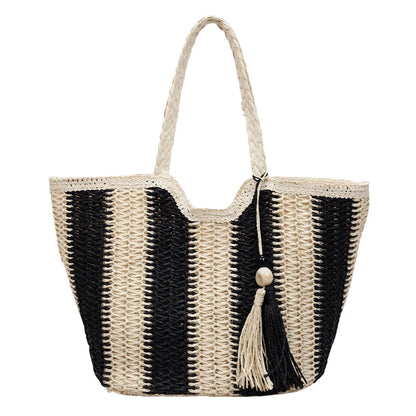Handwoven Straw Tote Bag – Women's Large Capacity Beach Shoulder Bag