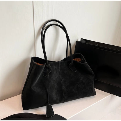 Large Capacity Suede Tote Bag – Vintage Casual Underarm Handbag