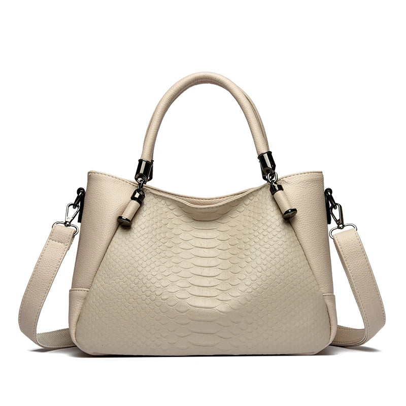 Snakeskin Leather Tote Bag for Women – Luxury Shoulder Handbag