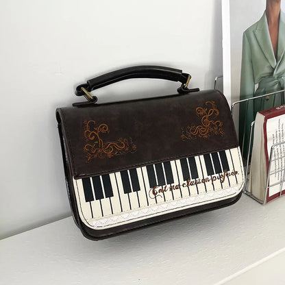 Piano Keyboard Crossbody Bag – Vintage Lace Embroidery Women's Handbag