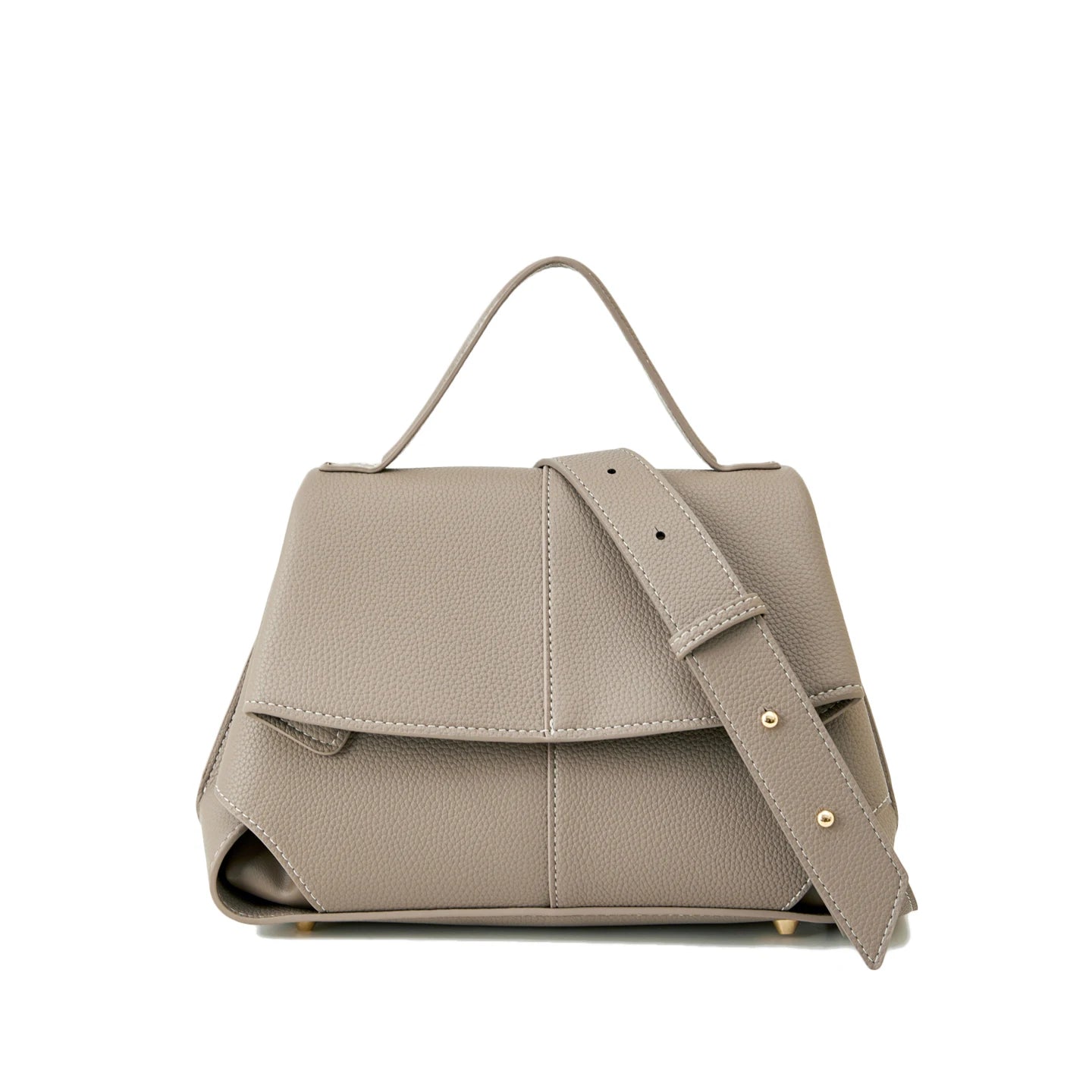 Pebbled Leather Flap Satchel Bag – Top Handle Crossbody Commuter
