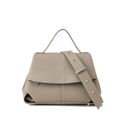 Pebbled Leather Flap Satchel Bag – Top Handle Crossbody Commuter