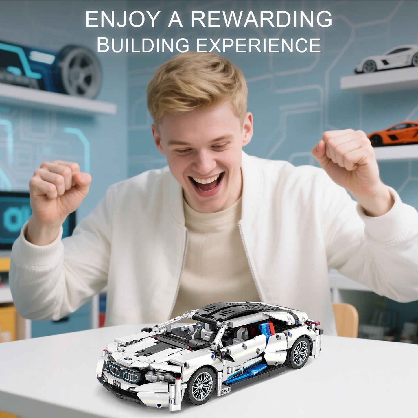 MOC Sports Coupe Building Blocks Set – 1:14 Scale, 1208 Pieces