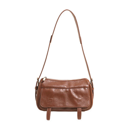 Women's Retro Soft Leather Crossbody Bag – Vintage Shoulder Bag with Optional Pendant