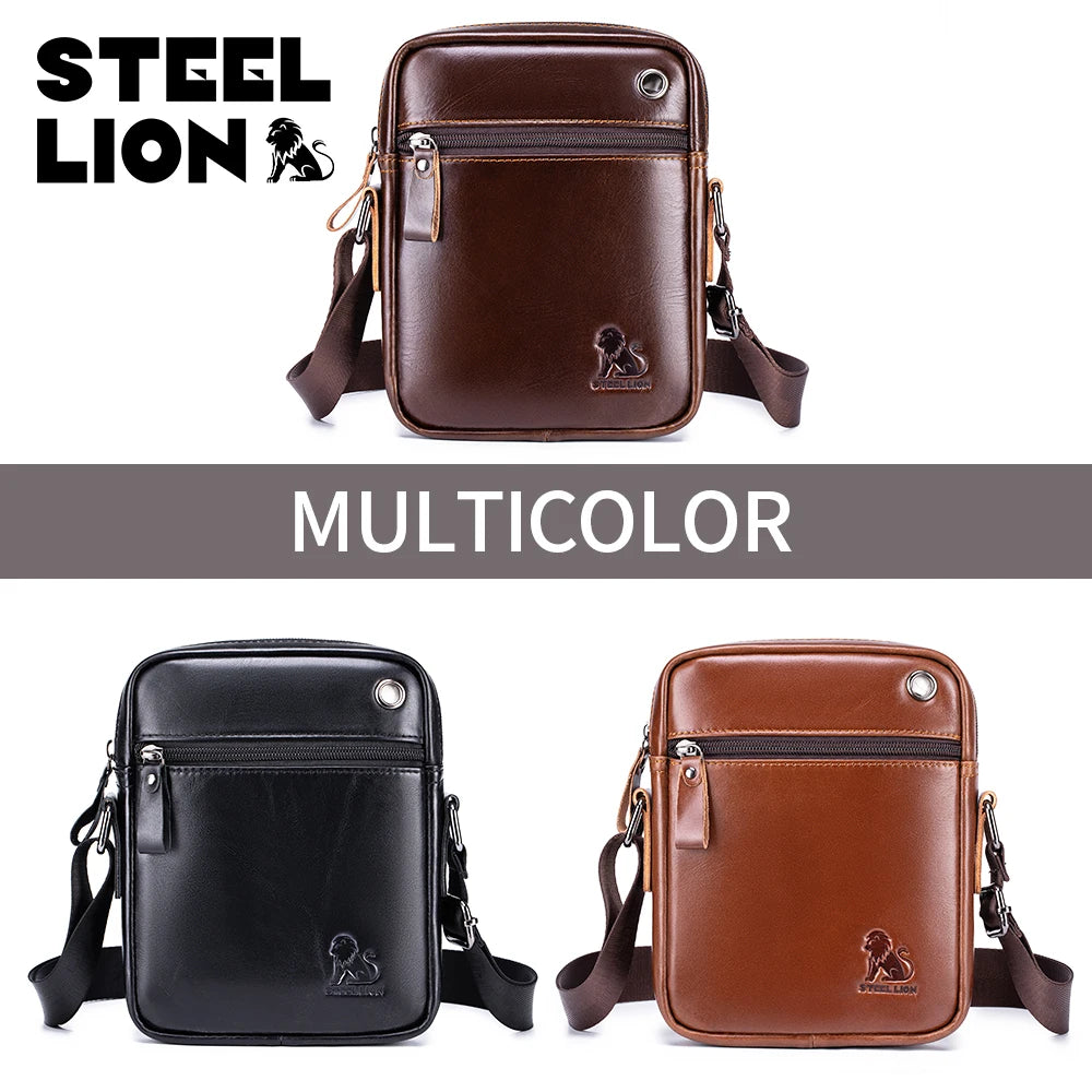 Steel Lion Men's Genuine Leather Crossbody Bag