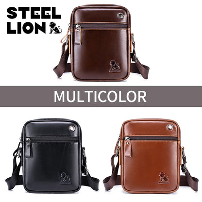 Steel Lion Men's Genuine Leather Crossbody Bag