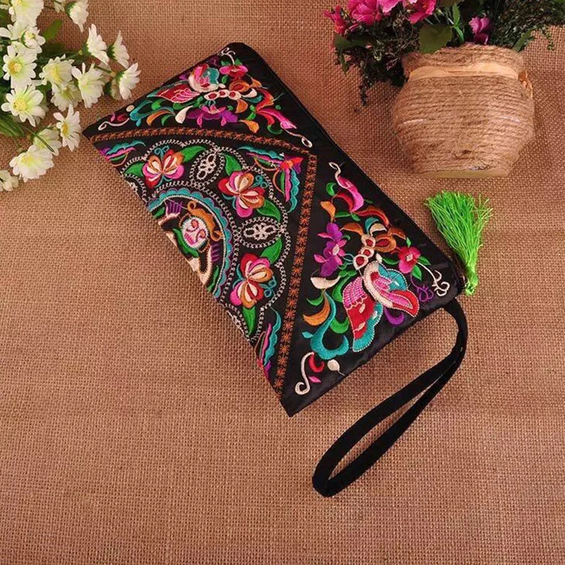 Embroidered Wristlet Clutch Bag – Ethnic Style Women's Handbag