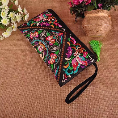 Embroidered Wristlet Clutch Bag – Ethnic Style Women's Handbag