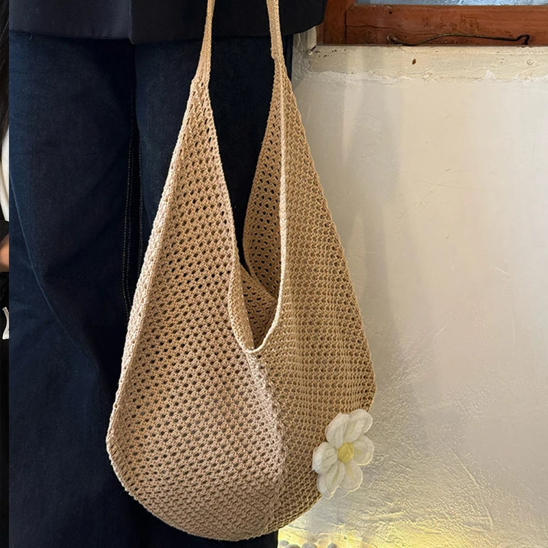 Hollow Weave Straw Beach Tote Bag – Bohemian Large Capacity Shoulder Bag