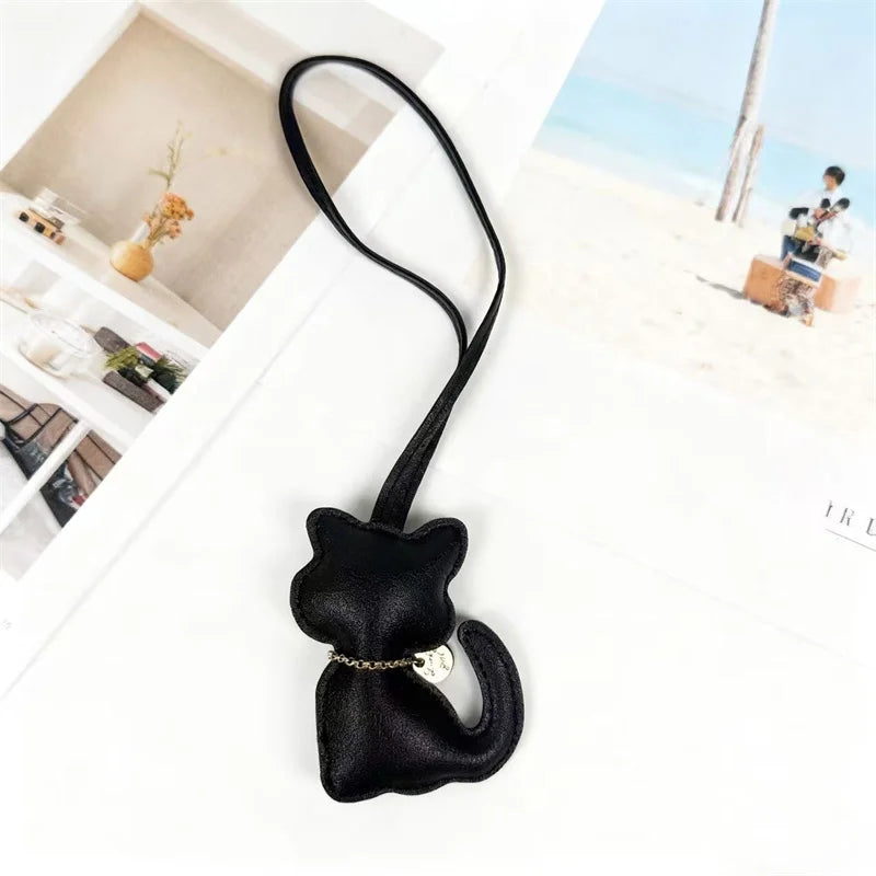 PU Leather Keychain Bag Charm Pendant – Cute Cat Star Design for Women