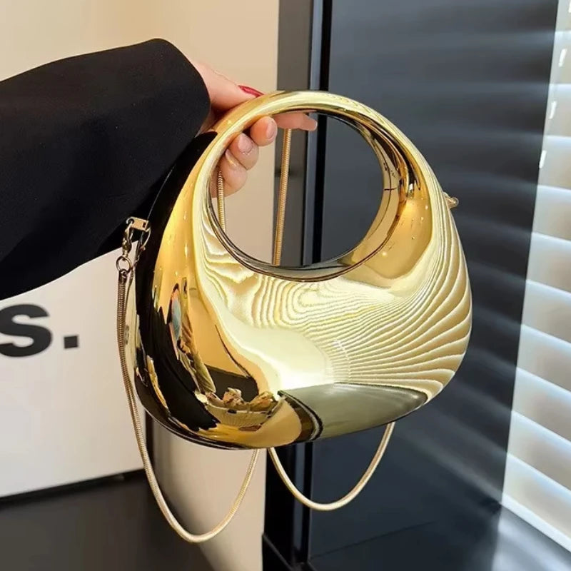 Acrylic Evening Clutch Bag – Half Moon Shoulder Purse for Women