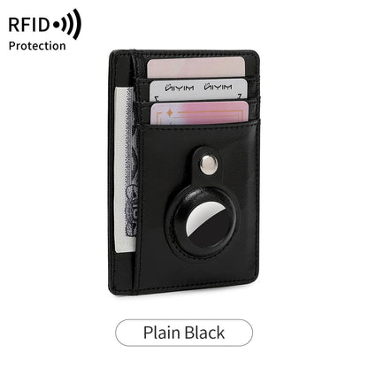 RFID Blocking Slim Card Wallet with AirTag Holder – Unisex