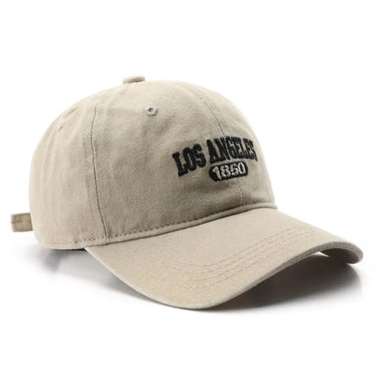 Vintage Washed Cotton Baseball Cap – Embroidered Letter Hat for Men & Women