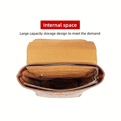 Men's Genuine Leather Retro Backpack – Large Capacity Rucksack