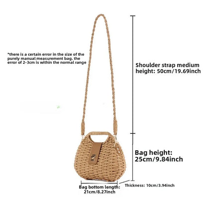 Woven Straw Crossbody Bag – Elegant Rattan Shoulder Purse