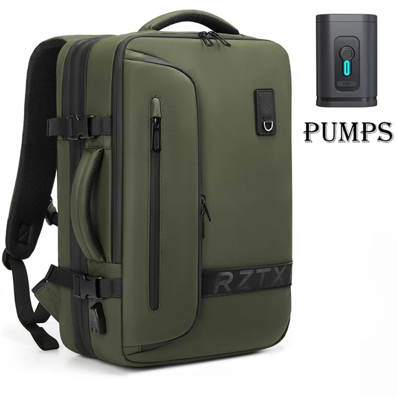 Expandable Laptop Backpack for Men – Vacuum Compression, USB Charging & Large Capacity