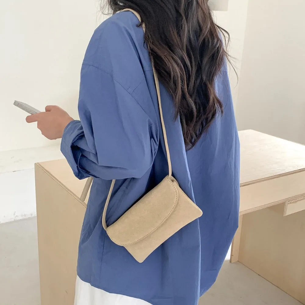 Suede Crossbody Phone Bag for Women – Lightweight Mini Shoulder Bag with Key Holder