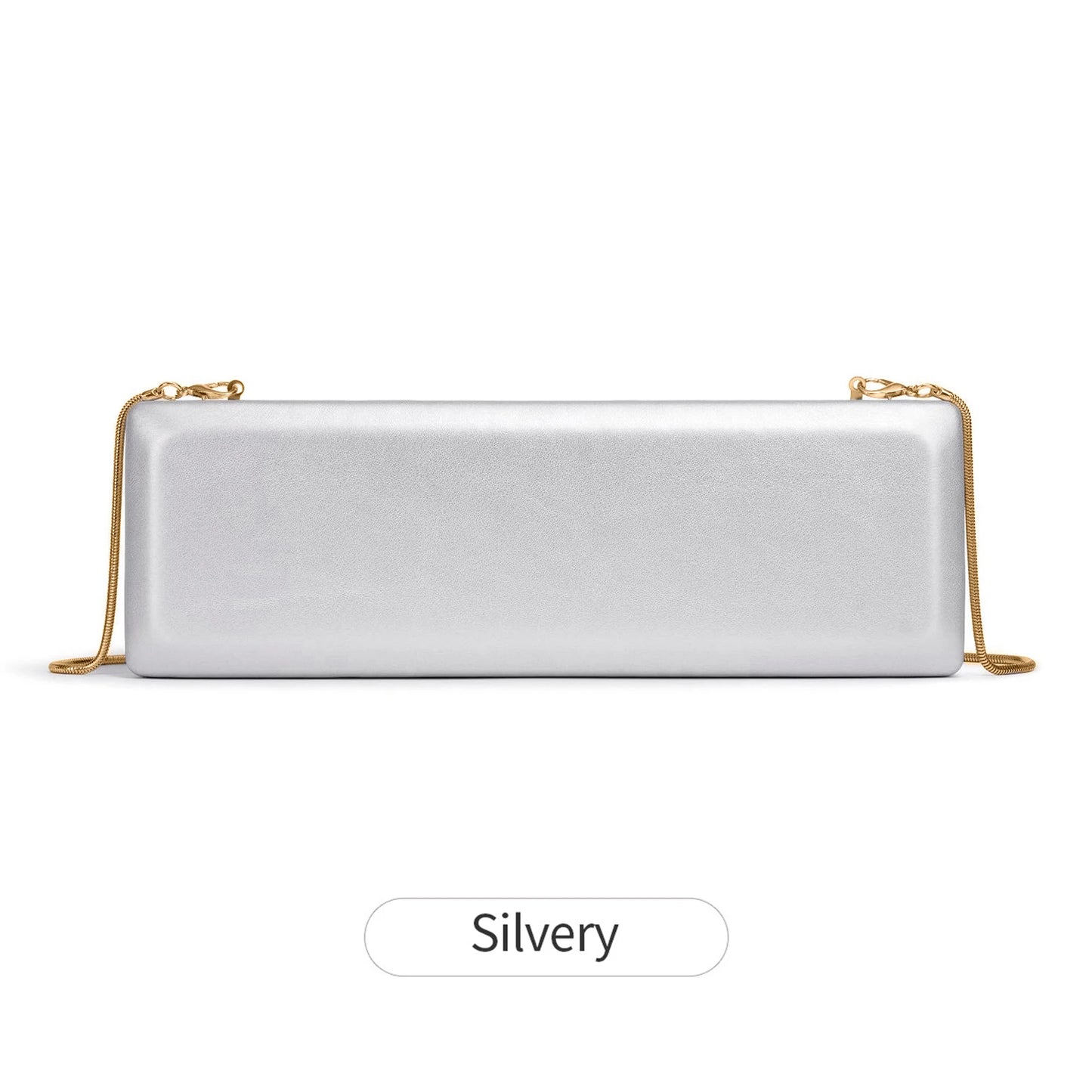 Evening Clutch Bag Women's Minimalist Hard Shell with Gold Chain