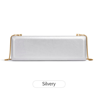Evening Clutch Bag Women's Minimalist Hard Shell with Gold Chain
